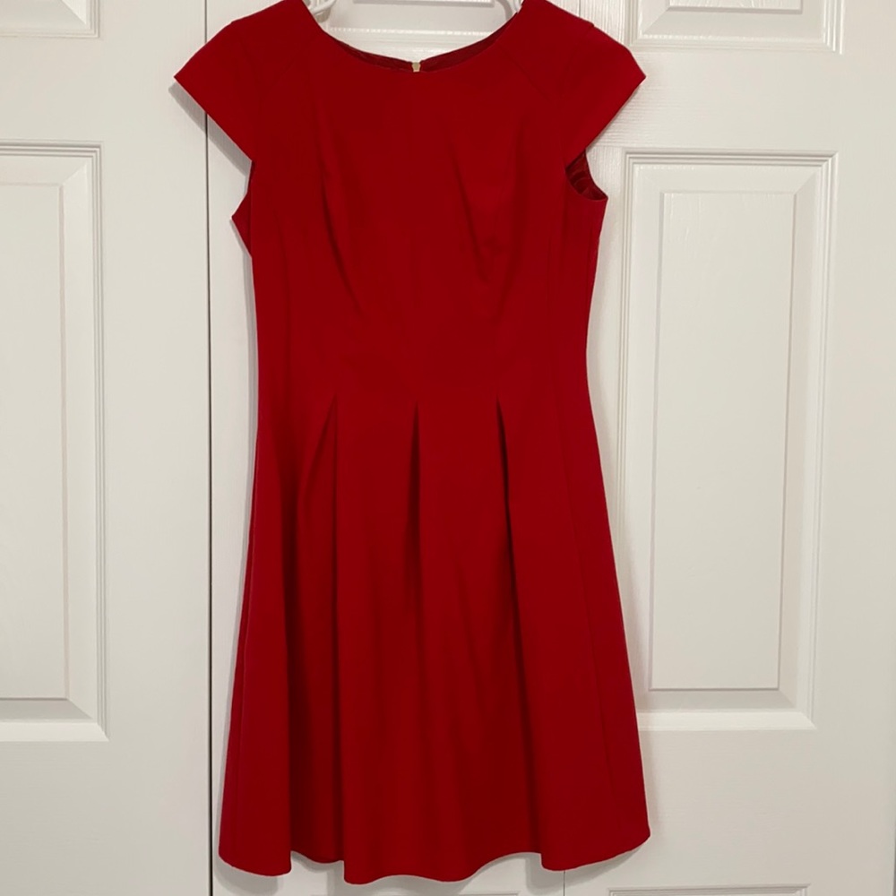 DressBarn Petite Pleated Red Dress